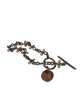 VTG The Gift Premier Designs Silver Tone Copper Coin Accent Toggle Bracelet